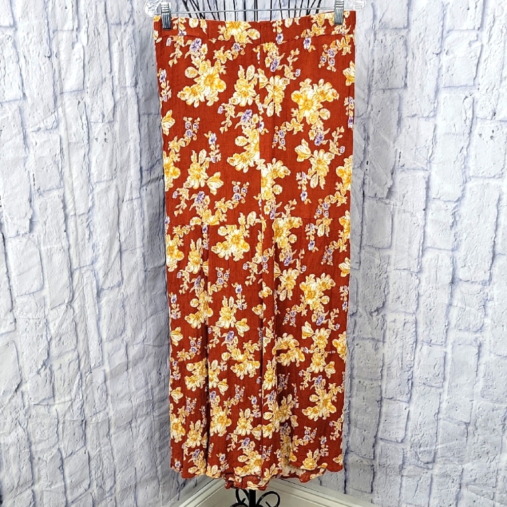 Umgee Floral Maxi Skirt in‎ Rust and Yellow